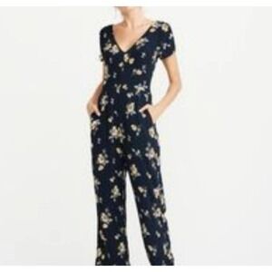 Abercrombie & Fitch Floral Jumpsuit Tie Back V Neck Casual Romper Size S